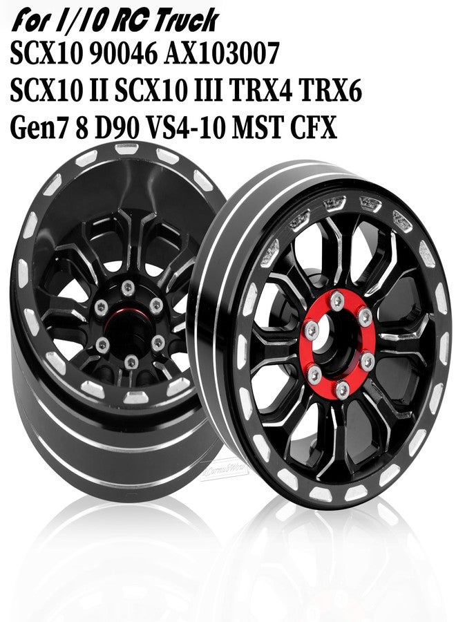 RcarmubWow Adjustable 4 Offsets 1.9IN Beadlock Wheels for 1/10 SCX10 90046 AX103007 SCX10 II SCX10 III TRX4 TRX6 Gen7 8 D90 VS4-10 MST CFX,RC 1.9 Beadlock Wheels Adjustable Rims,4Pack,Black - Image 2